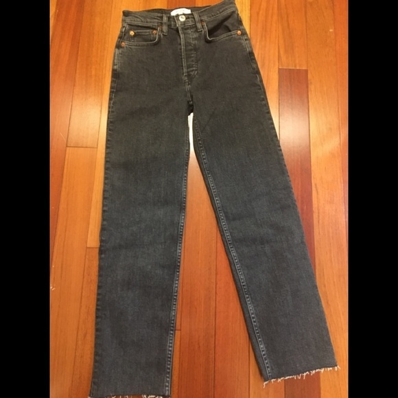 'RE/DONE 70s High Waist Raw Hem Stovepipe Jeans E. - Picture 16 of 16
